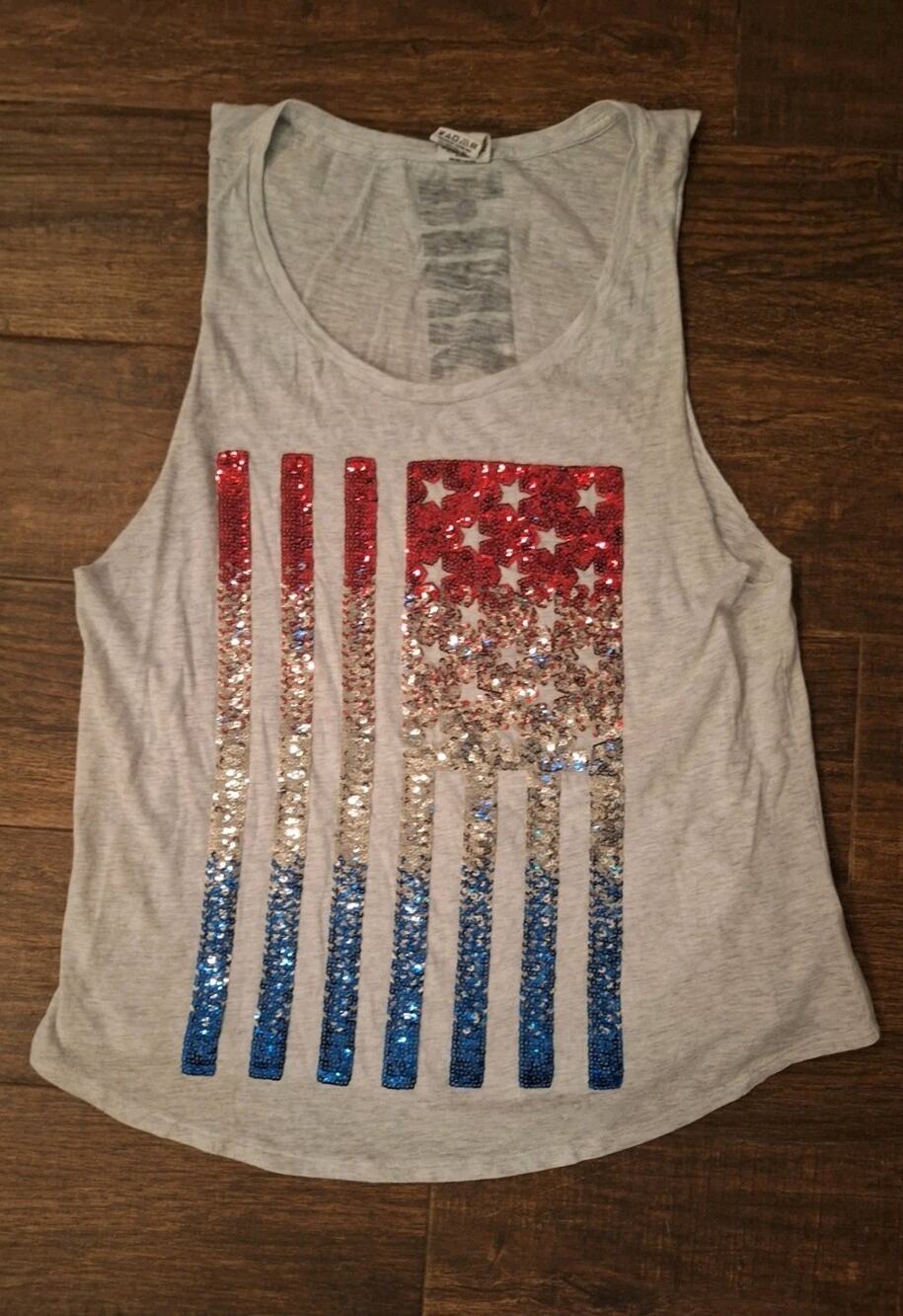 Victoria Secret PINK Patriotic Tank Size Medium Sequin Flag